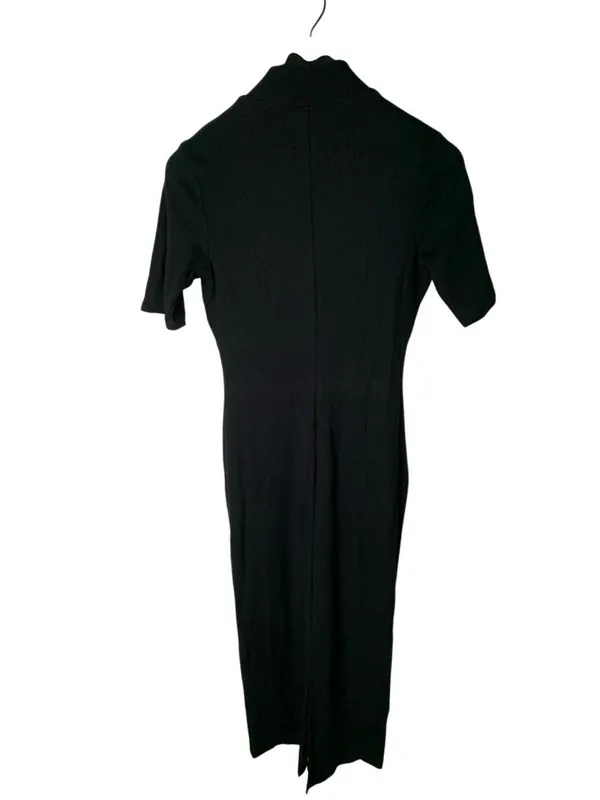 Marine Layer ribbed short sleeve dress black women's size large - Image 2