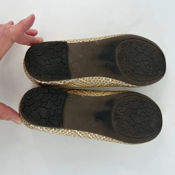 Vionic Anita Gold Woven Ballet Flats Womens 7.5 Orthotic Comfort Shoes - Image 7