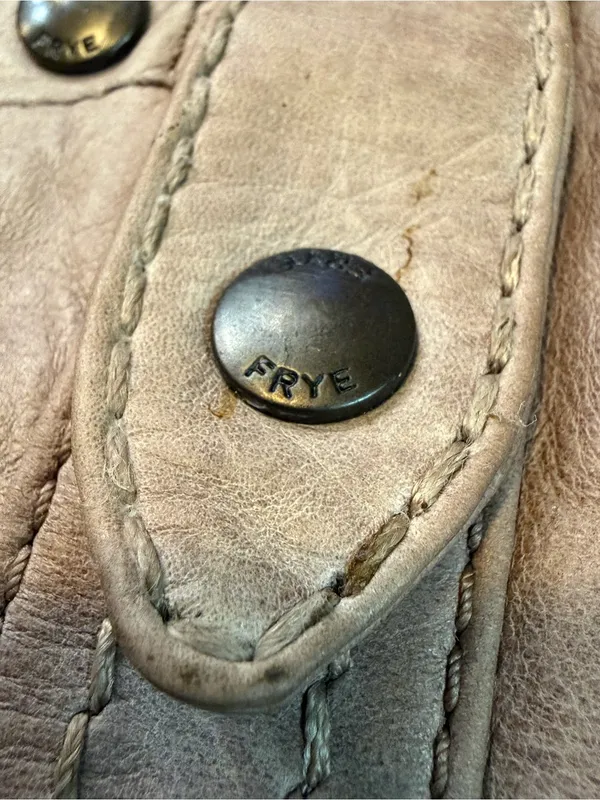 Frye Melissa Tote Shoulder Bag Distressed Tan Leather Boho Gypsy Hippy - Image 4