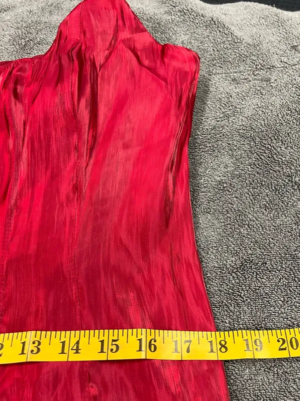 Lulu’s Berry Red Organza Pleated Drop Waist Maxi Dress XL - Image 9