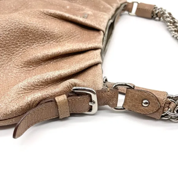 Prada Chain Cervo Lux Leather Cammeo Beige Pink Shoulder Handbag - Image 13