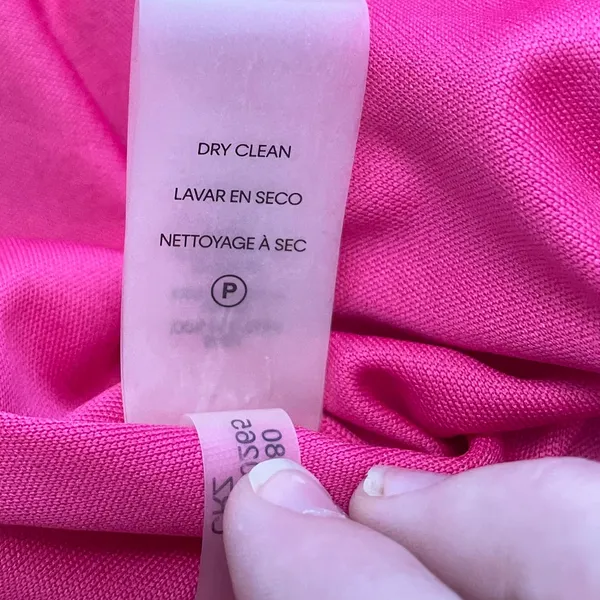 Calvin Klein Pink Pleated Chiffon 3/4 Sleeves V-Neck Short Dress‎ Size 4 - Image 9