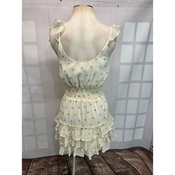 Saltwater Luxe California Gold Catherine Sleeveless Tiered Mini Dress Size Small - Image 9