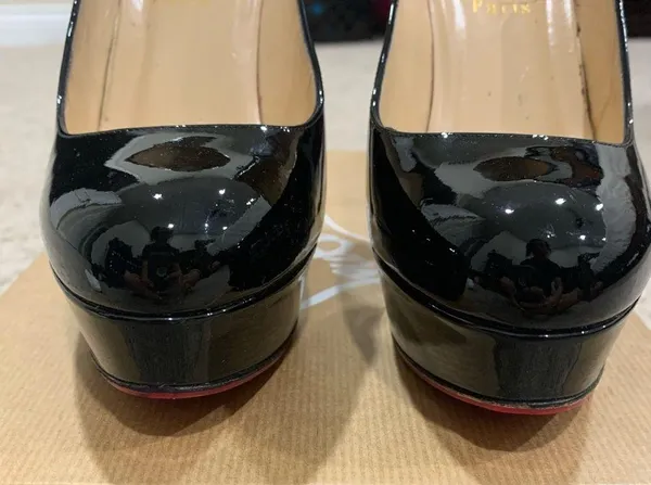 Christian Louboutin Black Bianca 140 Red Bottoms Size 8.5 - Image 10