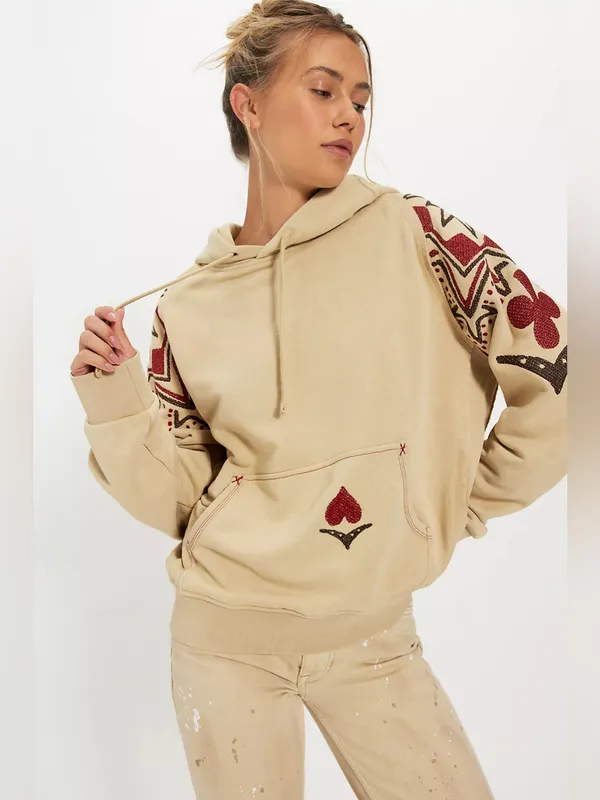🆕 Free People X Denim And Bone | Playing Card Hoodie | Sz: M - Image 4