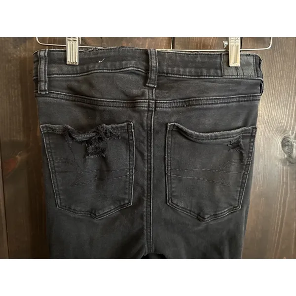 American Eagle Womens 4 Black‎ Next Level Stretch Super High Rise Jeggings - Image 4