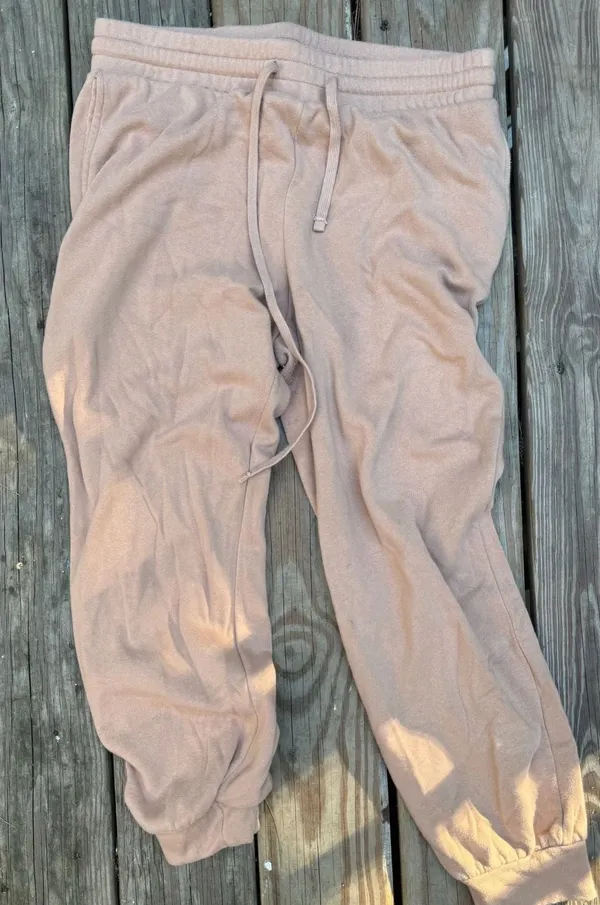 EXPRESS Jogger Sweatpants Size M Tan Fleece Drawstring Lounge Pants - Image 2