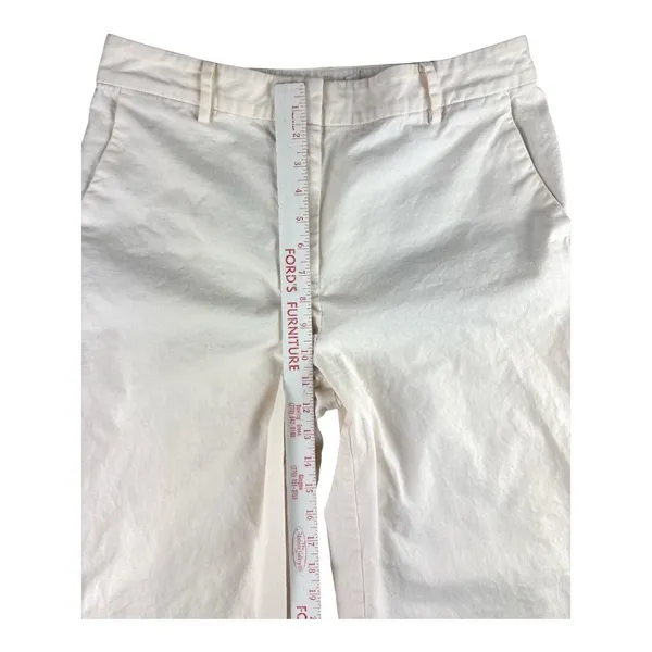 LOFT Ivory Wide Leg High Rise Trouser Pants Cotton Cuffed Office Siren Size 8 - Image 8
