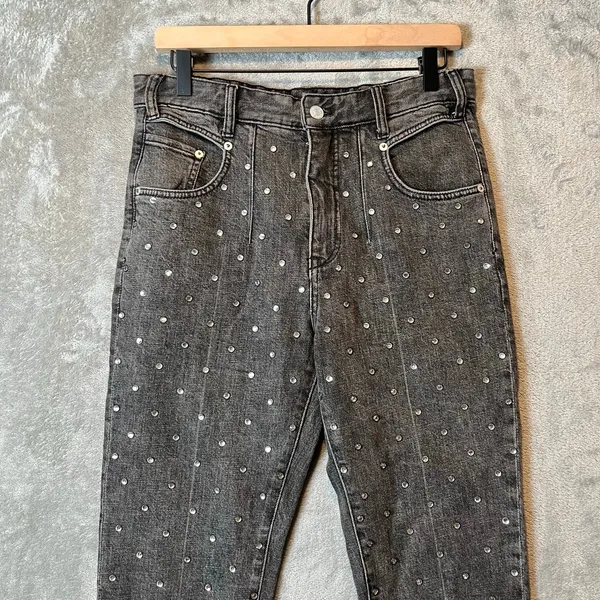Anthropologie Pilcro Ultra‎ High Rise Slim Rhinestone Jeans Black Size 28 - Image 2