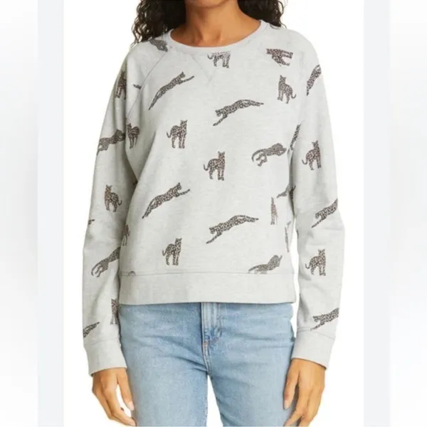 Rails Theo Jaguar Sweatshirt Grey Crew Neck Pullover Size Small - Image 3