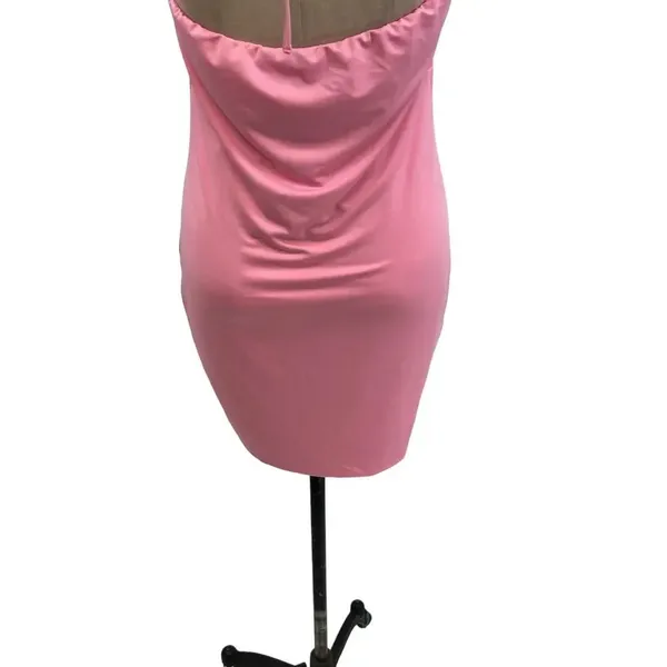 White Fox Boutique The Long Run Mini Dress Pink Halter Bodycon Size XL‎ - Image 10