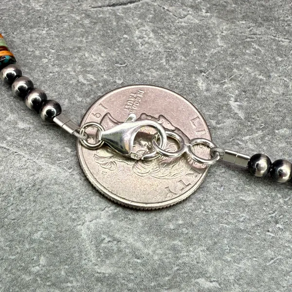 18” Navajo Style Sterling Silver Pearls Necklace - Image 5