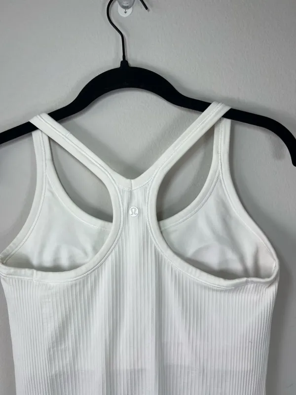 Lululemon Ebb to Street Tank Top White Ribbed Built In Bra Racerback Athletic 8 - Image 8
