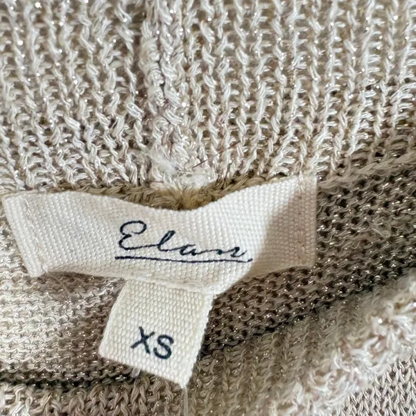 Elan Drawstring Swim Cover-Up Pants Beige Metallic Knit Wide Leg XS - Image 3