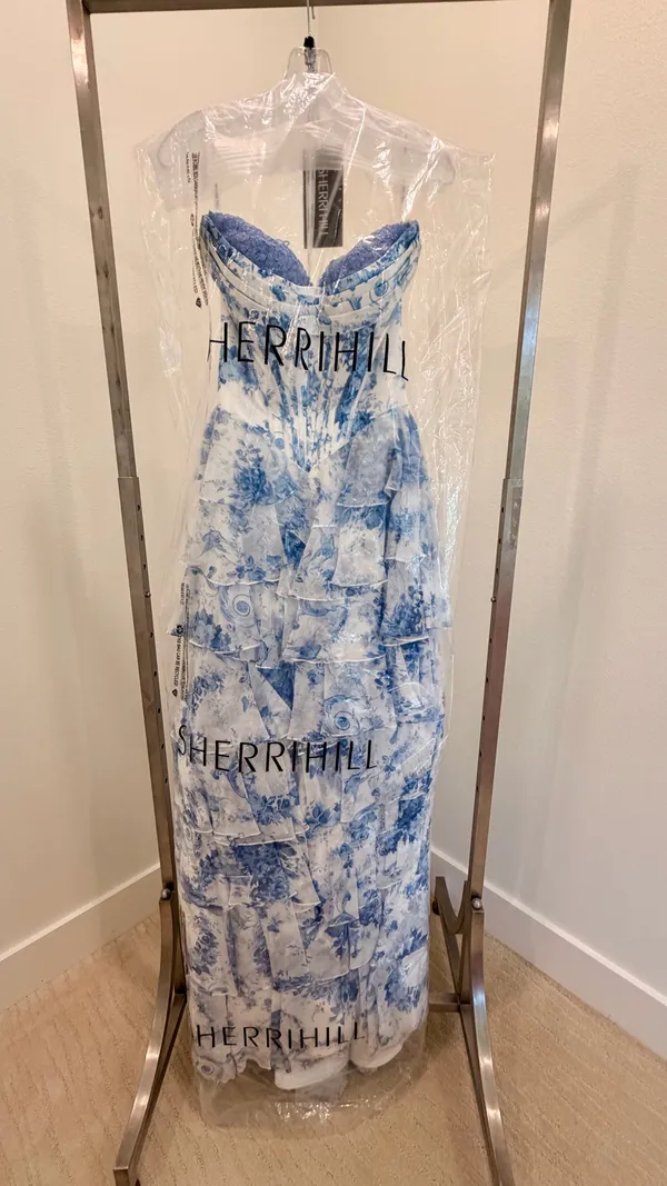 57250 sherri hill peekaboo corset ruffle prom dress size 2 - Image 5