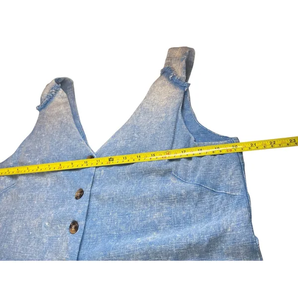 Umgee USA Blue Fringe Romper Women's L V-Neck Button Front Pockets Casual‎ - Image 6