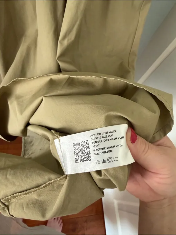 Cider Khaki 100% Cotton Wrap-Front Long Sleeve Midi Dress - Image 10