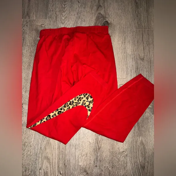 Rare Red Nike Cheetah Swoosh Pants - Y2K - Image 6