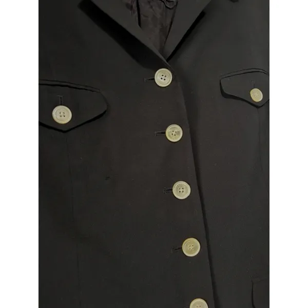 Lauren Ralph Lauren Women’s Sz 14 Black 100% Silk Button Front Blazer Jacket - Image 4