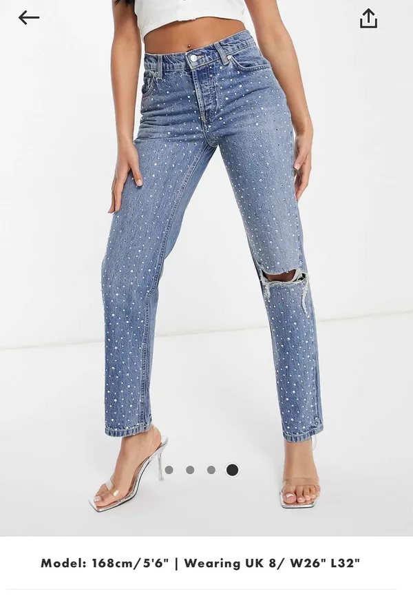 Diamanté jeans ASOS Design Blue Size 28 - Image 2