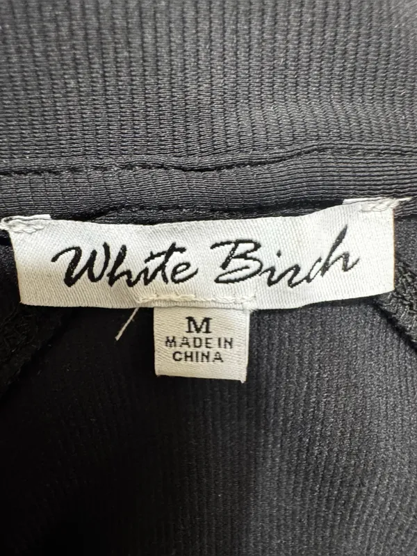 White Birch Black Cropped Ribbed Full Zip Active  Jacket Size Medium - Image 9