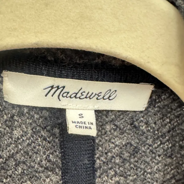 Madewell 100% Merino Wool Herringbone Sweater Coat Grey NB389 Women's Small - Image 8