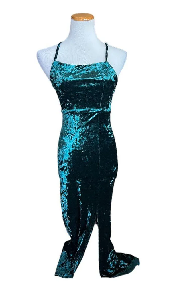 ASOS NWT Womens Club L London Velvet Square Neck Crushed Velvet Maxi Dress Sz 4 - Image 4