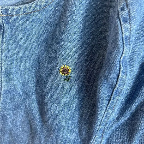 Vintage 90’s California Concepts Size 7 Denim Flower Dress Y2K Juniors - Image 10