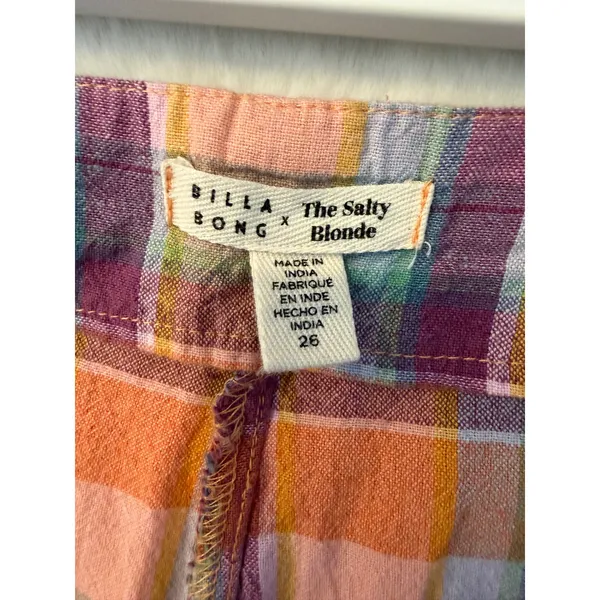 Billabong x The Salty Blonde Womens 26 Plaid High Waisted Straight Leg Pants - Image 6