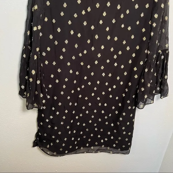 Lilly Pulitzer Women's Size 00 Caroline Silk Tunic Dress Black Gold Metallic - Image 11