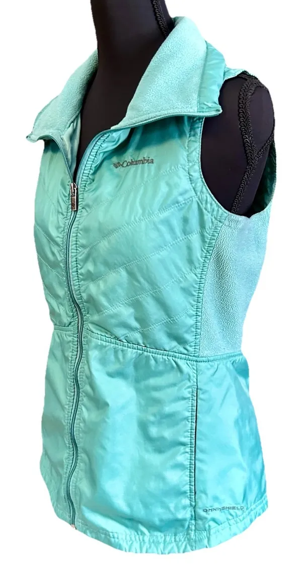 Columbia Mix It Around Vest Womens XS Teal Mint Green Quilted Fleece Omni-Shield - Image 2