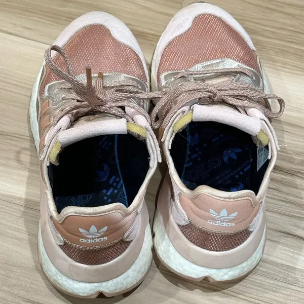Adidas Nite Jogger Rose Gold Metallic Sneakers Athletic Women's 9 - Image 3