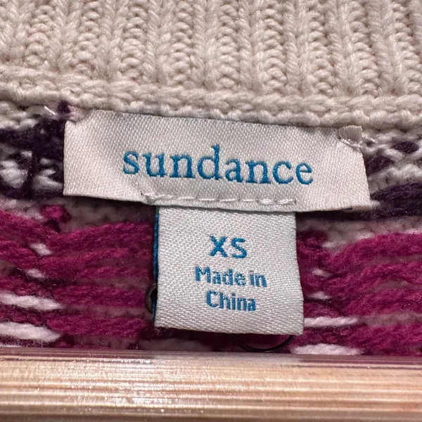 Sundance Eloise Fair Isle Sweater Wool Blend Cream Burgundy Cozy XS‎ - Image 4