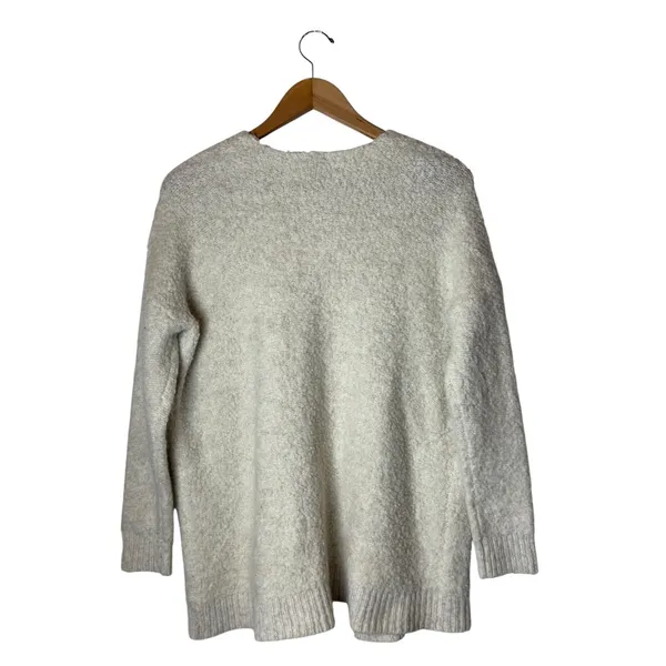 Aerie Sweater Women XS Ivory Boucle Wool Blend Open Front Cardigan Lounge Knit - Image 3