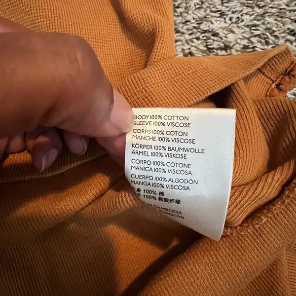 Anthropologie Mustard Orange Floral Balloon Sleeve V-Neck Thermal‎ Top Mens M - Image 3