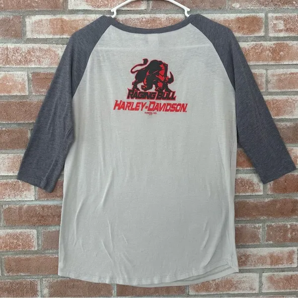 Harley Davidson 3/4 Sleeve Raglan Shirt Durham NC Bedazzled Women’s Medium - Image 5