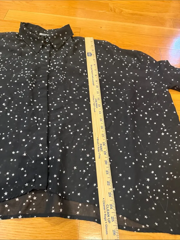 Hot topic sheer button down black with stars blouse size large . - Image 4