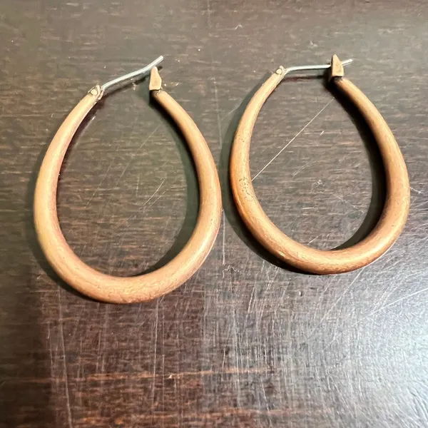 Oval Hoop Earrings Brown‎ Copper Color Statement Dangle Earrings Women - Image 4