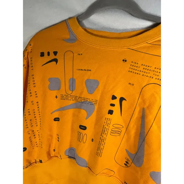 Nike Sportswear Cropped Sweatshirt Orange All Over Print Graphic Pullover Womens - Image 9