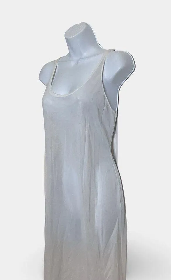 Sheer Vintage Slip Dress White Size M - Image 2