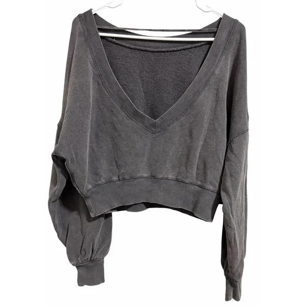 Free People‎ Take Me Back Pullover Charcoal Women's Size XS - Image 2