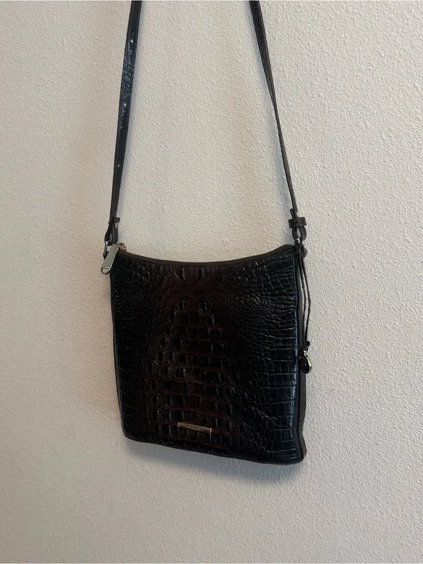 Brahmin Katie Crossbody Bag in Chocolate Melbourne Croc-Embossed Leather - Image 2