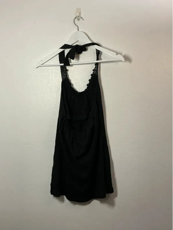 Y2K Route 66 halter black tank top size small - Image 2