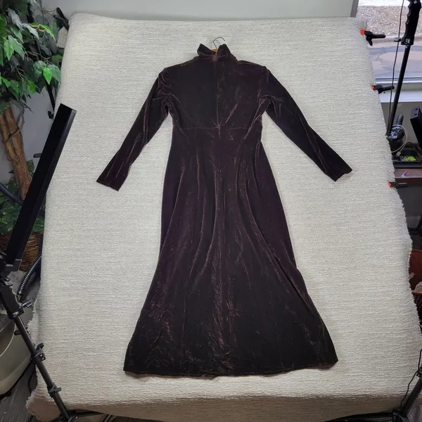Vintage KC Spencer Velvet Maxi Dress Sz 6 Brown Turtleneck Whimsigoth Cocktail - Image 15