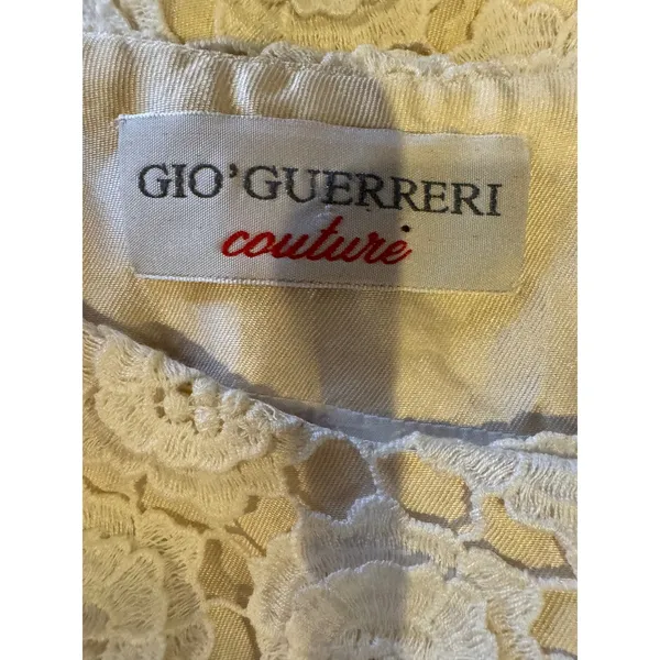 Gio Guerreri Couture Dress Women Small Ivory Crochet Lace Floral‎ A Line Boho - Image 7