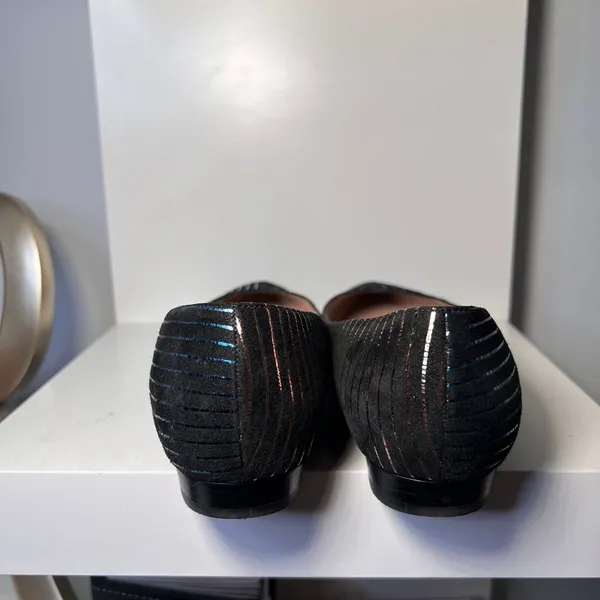 Bocage‎ Metallic Striped Pointed Toe Flats Black & Blue Elegant Shoes-SZ 39/8.5 - Image 6