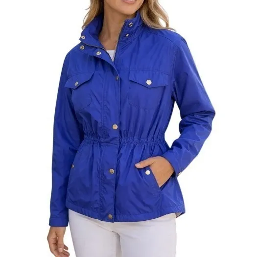 Peter Millar Mariana Rain Jacket S Purple Zip Snap Cinch Waist Utility Travel - Image 2