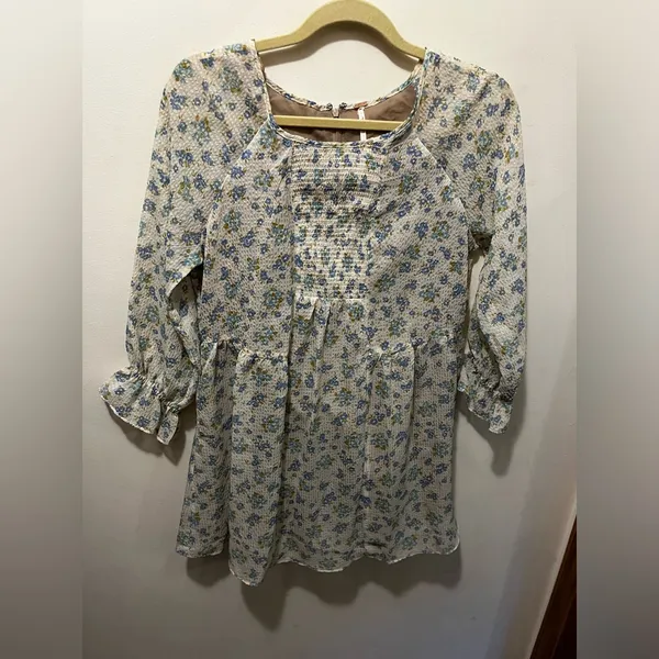 Free people boho floral‎ mini dress sz 6 - Image 2