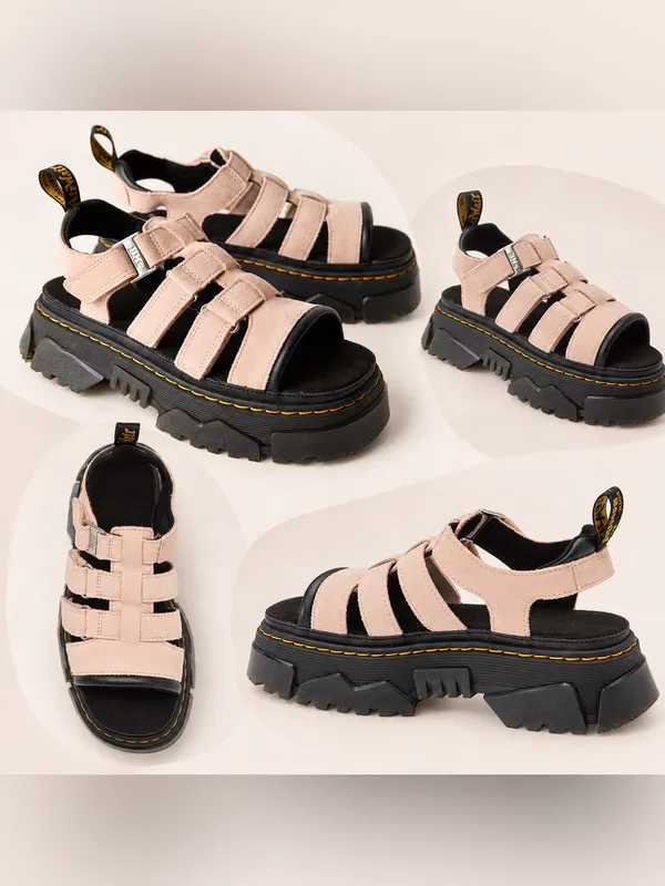 Dr. Martens Mattison Pink Suede Platform Sandals Size 8 NIB - Image 2