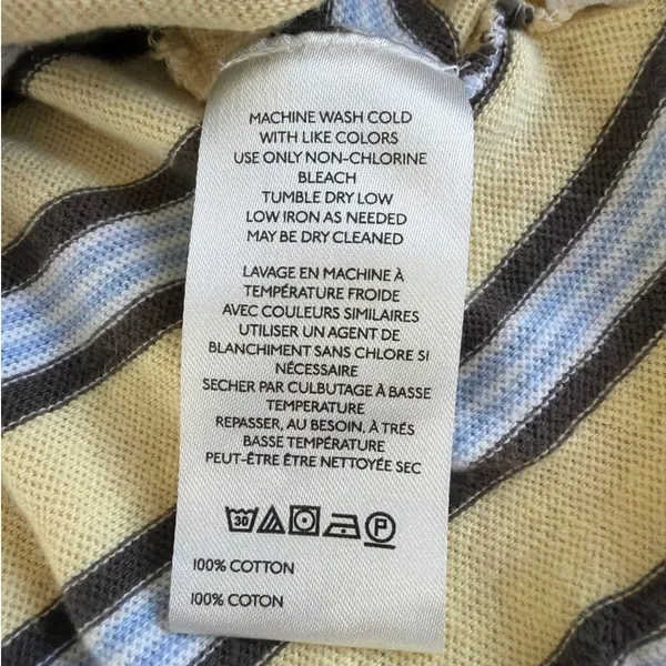 We The Free Striped Tee Rugby Size XS Lemon Brown Blue White - Image 3
